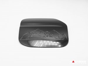 Ford Bronco Fuel Door Cover - Mountain Range Design - Gloss Black Finish